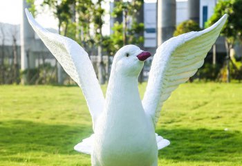 鴿子雕塑-草坪公園玻璃鋼仿真動物鴿子雕塑