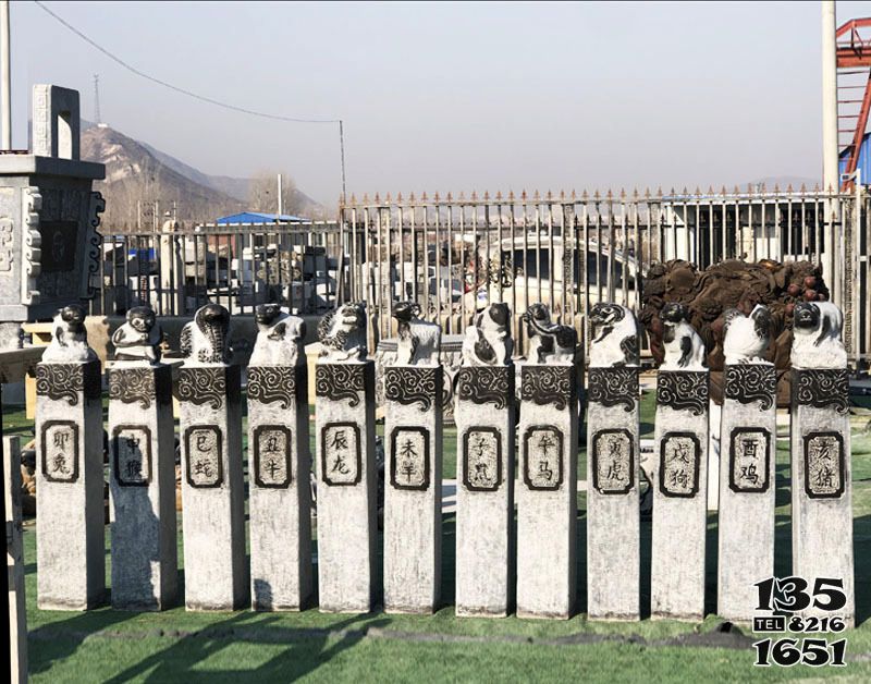 拴馬柱雕塑-公園廣場擺放大理石十二生肖動物拴馬柱擺件