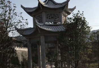 涼亭雕塑-仿古戶(hù)外景區(qū)鏤空青石雕刻休閑涼亭雕塑