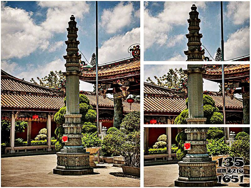 石經幢雕塑-寺廟景觀漢白玉石經幢雕塑高清圖片