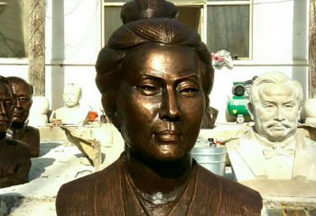 李清照雕塑-學(xué)院公園擺放古代女詞人李清照胸像玻璃鋼仿銅雕塑