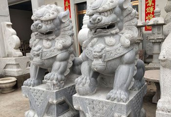 獅子雕塑-祠堂寺廟創意青石石雕鎮宅獅子雕塑