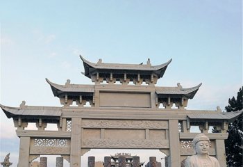 牌坊雕塑-園林景區(qū)擺放三門(mén)仿古建筑石雕牌坊