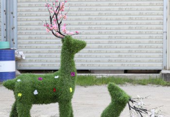 梅花鹿雕塑-公園景區(qū)不銹鋼綠植梅花鹿雕塑