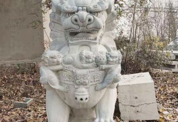 獅子雕塑-戶外大型仿真大理石石雕獅子雕塑