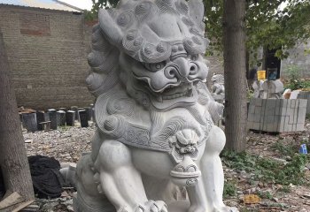 獅子雕塑-庭院墓地大型青石石雕辟邪獅子雕塑