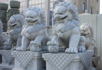 獅子雕塑-公園戶外景區(qū)砂石石雕看門的獅子雕塑