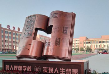 書雕塑-廣場不銹鋼創(chuàng)意鏤空書雕塑