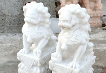 獅子雕塑-漢白玉石雕戶外招財(cái)獅子雕塑