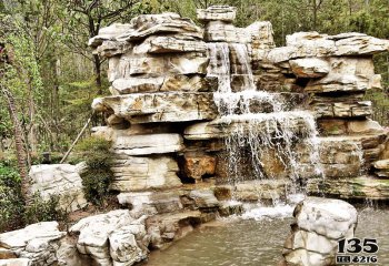 假山雕塑-公園湖水千層石造型假山景觀雕塑