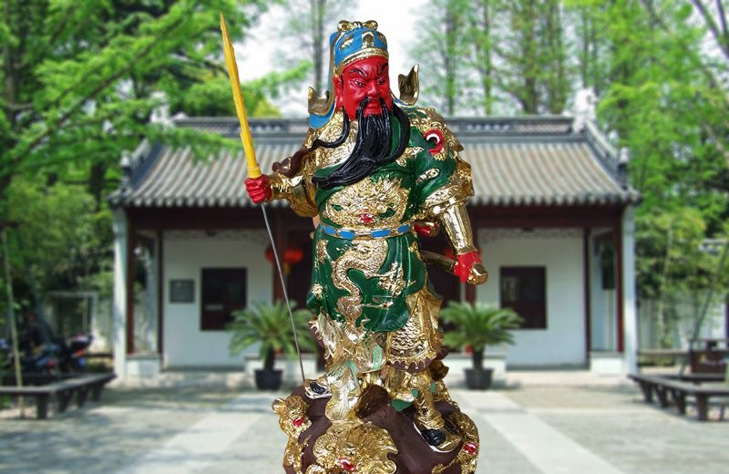 玻璃鋼彩繪關(guān)公-玻璃鋼彩繪關(guān)公武財神雕塑高清圖片