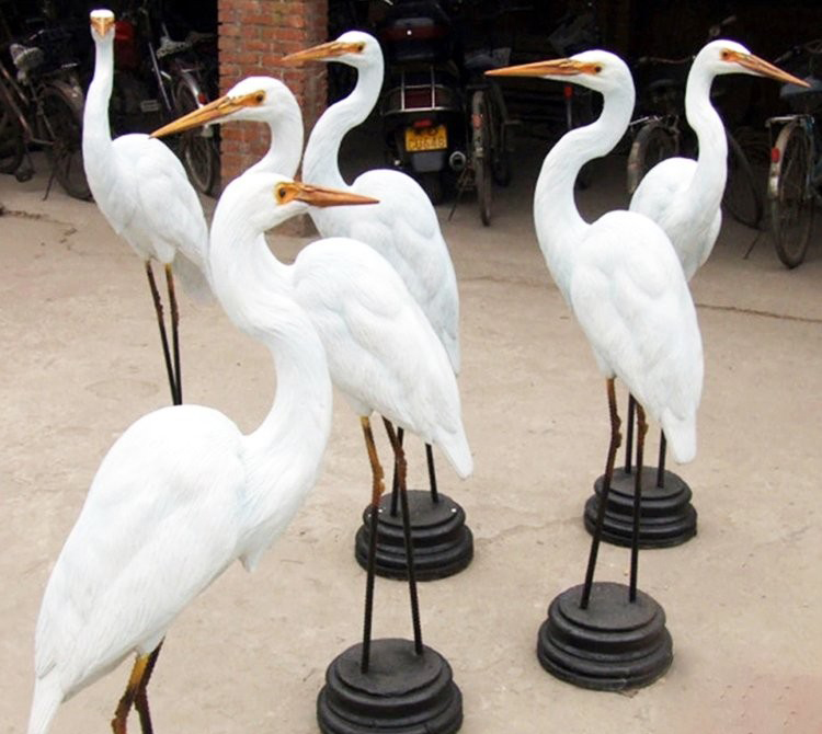 玻璃鋼仿真白鷺-玻璃鋼仿真白鷺雕塑公園動物雕塑高清圖片