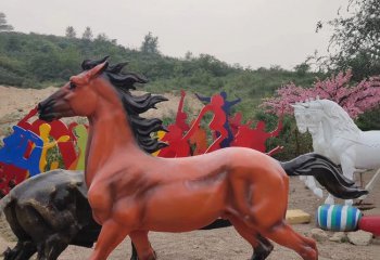 玻璃鋼仿真馬雕塑-玻璃鋼仿真馬 公園仿真動物雕塑