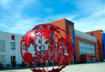 校園不銹鋼楓葉鏤空球-不銹鋼楓葉鏤空球雕塑  校園景觀(guān)雕塑