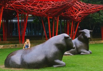 公園抽象牛銅雕-公園抽象牛銅雕