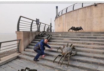 海邊銅雕螃蟹-銅雕螃蟹海邊動物雕塑