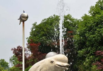 不銹鋼公園噴水鯨魚(yú)-不銹鋼噴水鯨魚(yú)雕塑