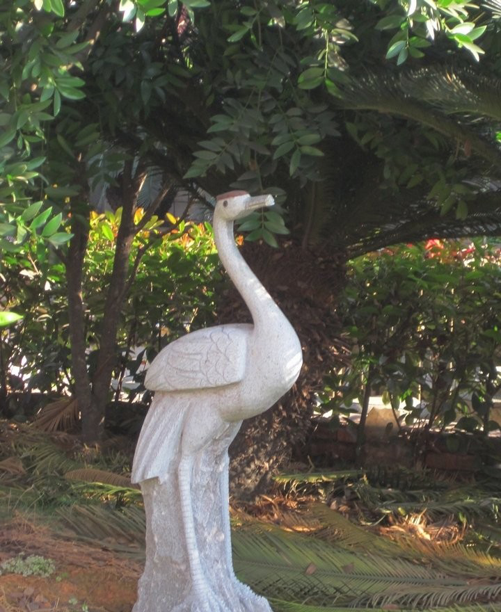 公園石雕丹頂鶴-公園小區丹頂鶴石雕高清圖片