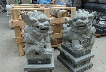 青石門(mén)口獻(xiàn)錢(qián)獅-青石獻(xiàn)錢(qián)獅雕塑