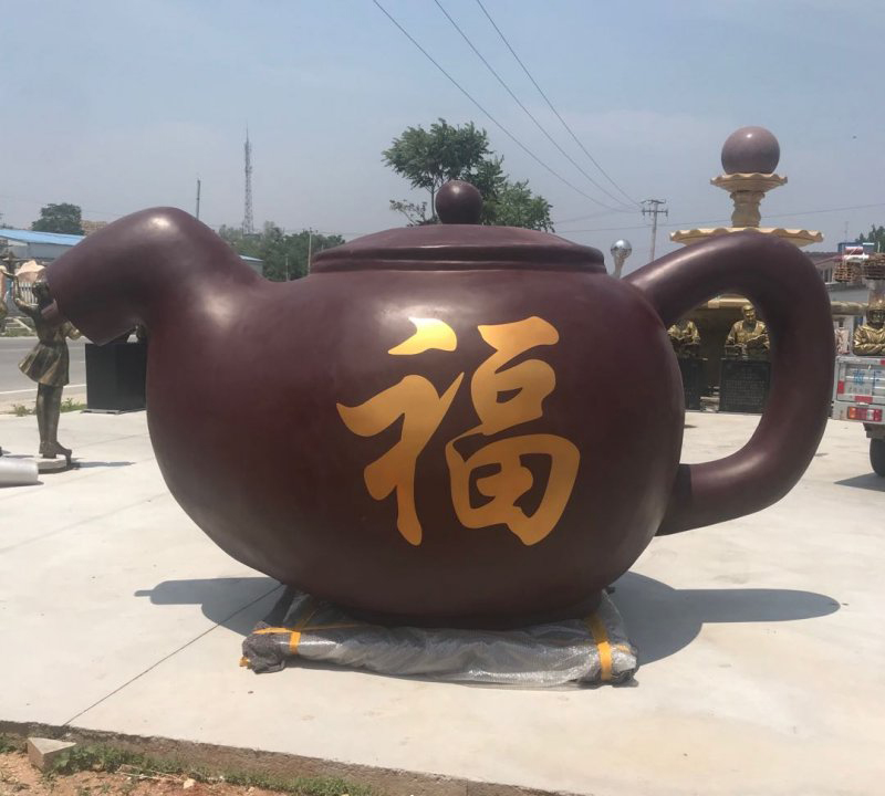 玻璃鋼福字茶壺雕塑-玻璃鋼福字茶壺雕塑，茶壺玻璃鋼雕塑高清圖片