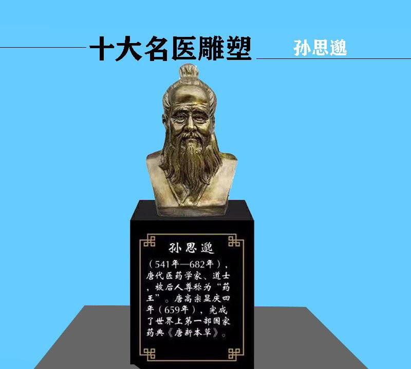 銅雕古代名醫孫思邈頭像-古代名醫孫思邈銅雕 孫思邈頭像銅雕高清圖片