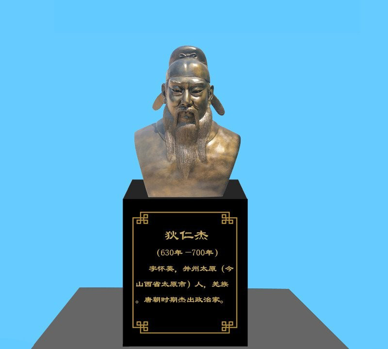 古代名人政治家狄仁杰頭像銅雕-古代政治家銅雕 狄仁杰頭像銅雕高清圖片